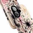 thumbnail image 2 of Boho Floral Phone Case, Artistic Pink Swirls and Flowers, Unique Abstract Phone Cover for iPhone 17 16 15 14 13 12 11 Plus Pro Max Mini, 2 of 6