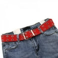 thumbnail image 6 of Double Grommet Leather Canvas Belt Prong Pin Buckle for Men Women Jeans Dresses Vintage Jeans Belts 2 Hole Grommet Belt, 6 of 6