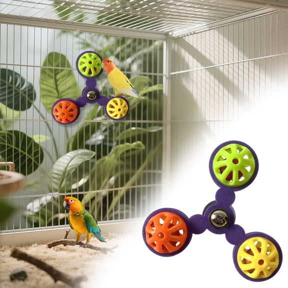 Windmill Parrot Toys with Bells, Fun Interactive Bird Cage Toys for Chewing & Mental Stimulation, for Parakeet, Cockatiel, Conure, Lovebird, Budgie & Small Birds