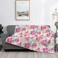thumbnail image 2 of Honeii Purple Watercolor Flowers print throw blanket, crafted from cozy cotton flannel, offers versatile home decor as a bedding suitable for all seasons.-60"x50", 2 of 6