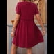 thumbnail image 4 of Vestido Bohemio de Fiesta para Mujer, de Corta, con Botones y Cuello en V, con Bolsillos, Vino Tinto M, 4 of 6