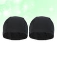 thumbnail image 4 of 2pcs Stretchable Polyester Swim Comfortable Fit Swimming Caps Shower Caps for Adult Men Women Long Hair(Black), 4 of 4