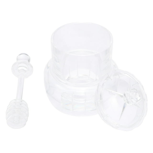 Minkissy Honey Jars with Dipper Transparent Acrylic Honey Container Waste - 1 Set