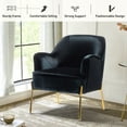 thumbnail image 6 of Velvet Upholstered Accent Chair Metal Legs Curved Backrest Lounge Home Armchair Bedroom Adult Black, 6 of 9