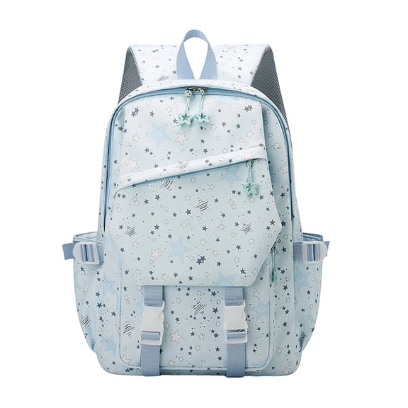 Women Nylon Star Print Backpack Large Capacity Students Bookbags Multiple Pockets Travel Daypack Bag for Teens Girls College Commute