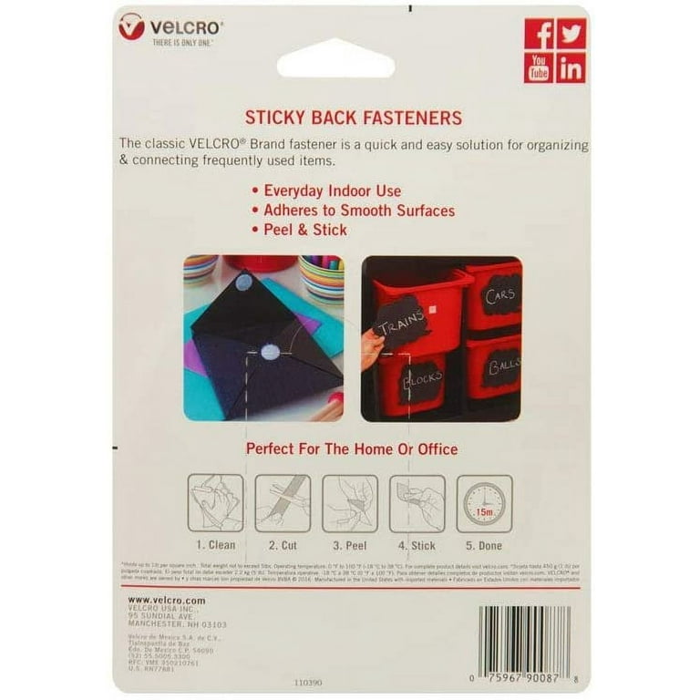 Velcro Sticky Back White 5'x3/4 Hook And Loop Fastener Roll - Reddi-Arts