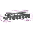 thumbnail image 4 of vidaXL 17 Piece Garden Dining Set with Cushions Grey Poly Rattan, 4 of 5