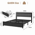 thumbnail image 2 of Upholstered Platform Bed Frame with Charging Station, Storage Drawers, Tall Headboard, Heavy Duty Steel Slats, No Box Spring Needed, Queen, Black, 2 of 7