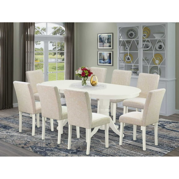 East West Furniture Dining Room Set Linen White, VAAB9-LWH-02