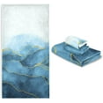 thumbnail image 6 of Bath Towel Sets for Bathroom Hand Towels Fingertip Towels Blue and White Marble Gold Line 3 Piece Decorative Soft Cotton Absorbent, 6 of 6