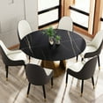 thumbnail image 2 of 59.56" Round Dining Table With Stain Sintered Stone Surface & Bronze Iron Base, Black, For 6-8, Room Delight Black Solid Desktop Stable Metal Accommodates Modern Enchanting, 2 of 6