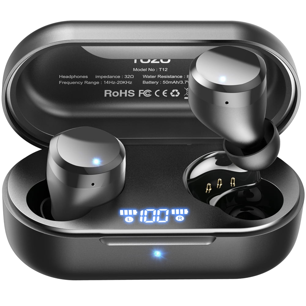 TOZO T12 Wireless In-Ear Bluetooth Headphones | IPX8 Waterproof | 11-48 hours Playtime | Bluetooth 5.3 Technology | Built-in Mic for clear calls | Stereo Sound Quality | Deep Bass | Black