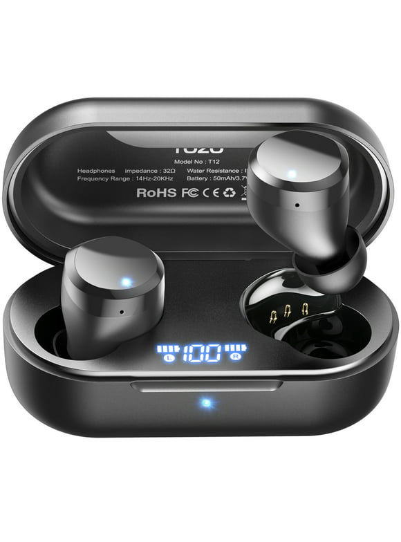 TOZO T12 Wireless Earbuds,Bluetooth 5.3 Version,OrigX Acoustic,IPX8 Waterproof - Black