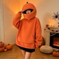 thumbnail image 2 of CONZONE Halloween Womens Pumpkin Hoodies Zipper Oversized Hooded Sweatshirt for Women Spooky Season Fall Winter Pullover Tops, 2 of 6