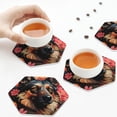 thumbnail image 5 of Kdxio Colorful Flower German Shepherd Funny Coasters,4 Pcs Leather Coasters,Housewarming Gifts,Protect Furniture from Water Marks Scratch and Damage, 5 of 6