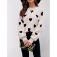 thumbnail image 5 of Women'S Fall Winter Mock Neck Long Sleeve Cute Heart Pattern Loose Knit Pullover Sweaters Black Color M, 5 of 7