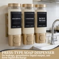 thumbnail image 4 of 3-Chamber Shampoo and Conditioner Dispenser, 3×300ml Refillable No-Drill Wall Mounted Shower Soap Dispenser for Bathroom & Hotel, Gold, 4 of 6