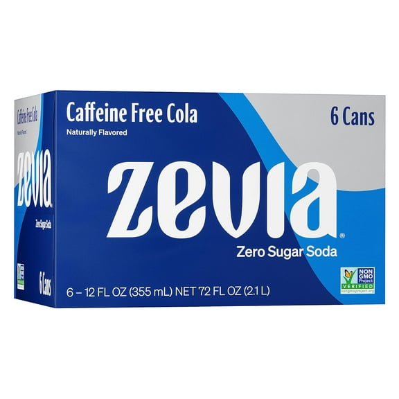ZEVIA Caffeine Free Cola Naturally Flavored 6 Pack, 12 FZ, Zero Sugar Soda