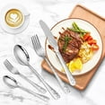 thumbnail image 4 of 20PCS Silverware Set, Stainless Steel Flatware Set 4 Knives 4 Forks 4 Spoons 4 Tea Forks 4 Teaspoons with Beautiful Flower Pattern for Kitchen Restaurant Party Sliver, 4 of 7