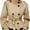 khaki, variant on Women Cropped Trench Coat Stand Collar Double Breasted Belted Short Outer Jacket
