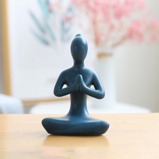 Personaje Yoga Chica Adornos Escultura Decoración para hogar Arte abstracto decorativo Estatuilla Estatua Dormitorio Oficina Estante Decoración de azul 2 Yotijar Figura de postura de yoga