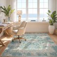 thumbnail image 3 of Design&I 3'x5' Washable Throw Rug Ultra-Thin & Non-Slip Skid-Resistant Small Vintage Patchwork Medallion Mosaic Tiles Faded Floral Motifs for Entryway, Kitchen, 3 of 7