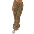 thumbnail image 3 of QAFOPEH Women Drawstring Waist Cargo Pants Loose Straight Jogger Pants With Pocket, 3 of 7