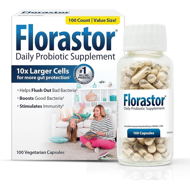 Florastor | Probiótico Saccharomyces Boulardii 250 mg | 100 Cápsulas | Suplemento Alimenticio | Bienestar Digestivo y Apoyo Inmunológico