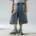 thumbnail image 4 of LUOGENLI Boys Jeans Size 16 Black Boys Summer Baggy Elastic Waisted Denim Cargo Shorts 3 13 Years Old Boys Jeans Size 6-7 Blue 3-4 Years, 4 of 7