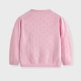 thumbnail image 3 of GYRATEDREAM Toddler Girls Cardigan Sweater Kids Uniform Tops Crew Neck Long Sleeve Solid Strawberry Sweaters 3-7 Years, 3 of 9
