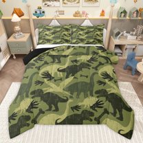 Manfei Cute Wildlife Dinosaur 2pcs Bedding Comforter Set for Teens Kids Children,Kawaii Animal Dino Twin Comforter Sets,Retro Vintage Breathable Bedding Set,Breathable Home Decor,Reversible