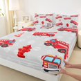thumbnail image 3 of Feelyou Red Fire Fighter Twin Sheet Sets for Teen, Cartoon Truck Car Twin Fitted Sheet, Vehicle Theme Flat Sheet, Lightweight Room Decor, 3 Pieces, 3 of 7