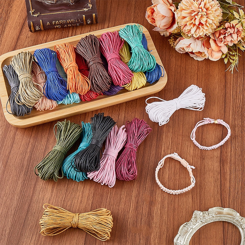 300M/984 Feet 20 Colors Waxed Cotton Cord Thread 1mm Bracelet Cord Beading String Wax Coated Cotton Cords for DIY Bracelets Necklace Leather Crafts