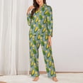thumbnail image 2 of Yiaed Corn On The Leaves Print Pajamas Women's Long Sleeve Sleepwear Soft Button Down Loungewear Pjs Lounge Set Nightwear Womens Pajama Pants-Large, 2 of 7