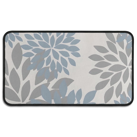 Blue and Gray Floral Pattern Door Rugs,Washable Non Slip Door Mats Indoor,Decorative Door Mats,Entry Mat Indoor for Entrance,Bedroom,Kitchen,Bathroom,30"x17"