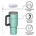 thumbnail image 4 of 40oz Pioneer Flower Floral Print Pattern Insulated Tumbler with Handle, BPA-Free Leak Proof Lid and Straws, Double Wall Vacuum, Hot 12h/Cold 34h, 4 of 6