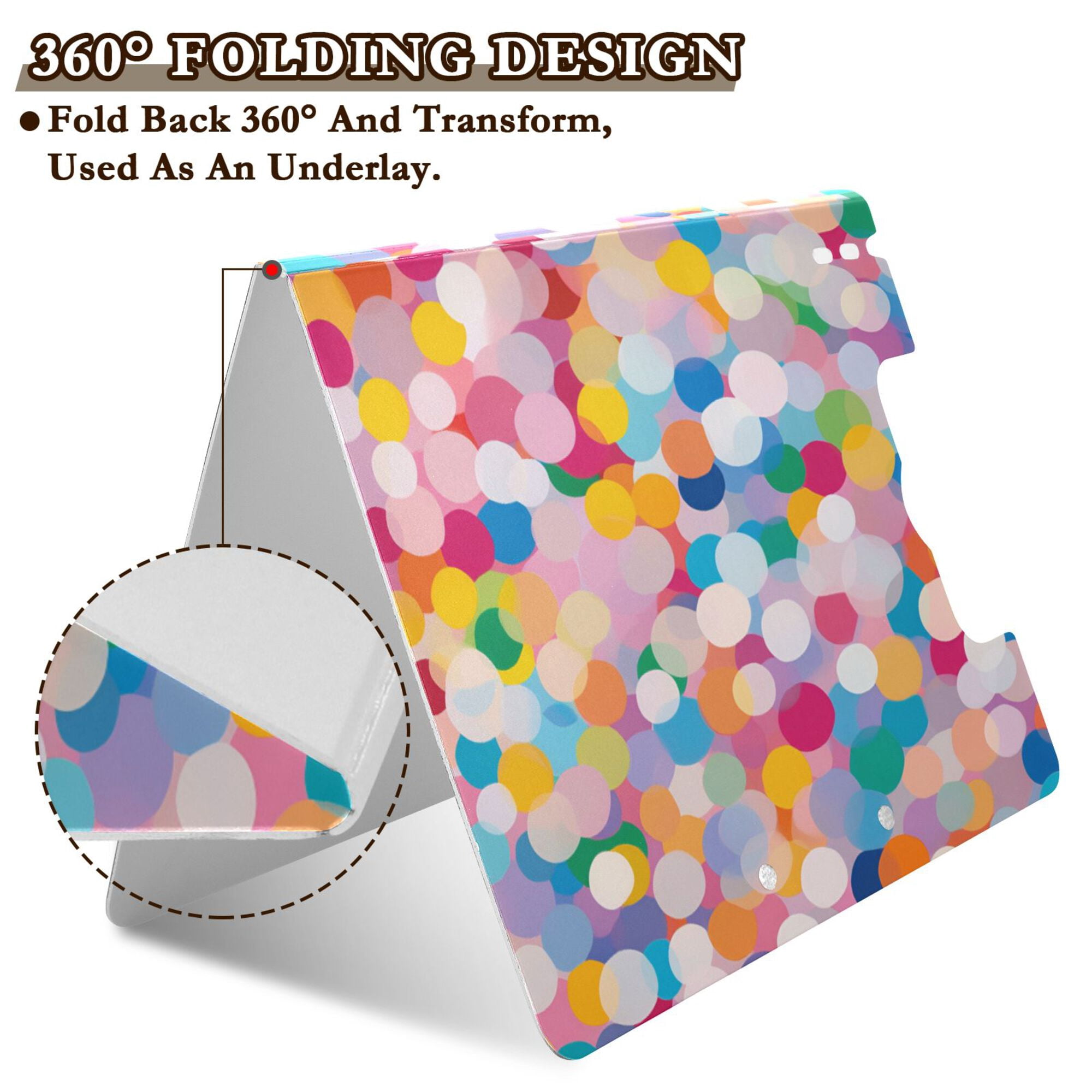 FORMRS A4 Clipboard Folder with Pen Holder Horizontal Foldable School Office Binder, Purple Colorful Circles