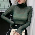 thumbnail image 3 of PENGXIANG Korean Mesh Top Slim Perspective Long Sleeve Turtleneck Shirt, 3 of 5
