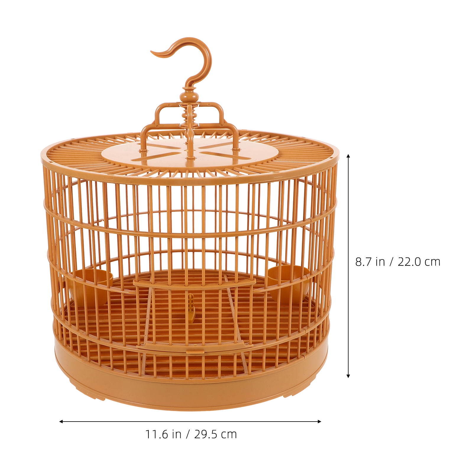 Supvox Portable Small Bird Cage in Yellow - Plastic Hanging Pet Birdcage for Birds and Small Animals, 1 Set