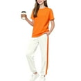 thumbnail image 2 of Conjuntos de blusas y camisas de manga larga y cuello redondo para niños, color liso, manga corta, cuello redondo, camiseta y pantalones deportivos con lazo en la pierna, conjunto deportivo informal d, 2 of 5