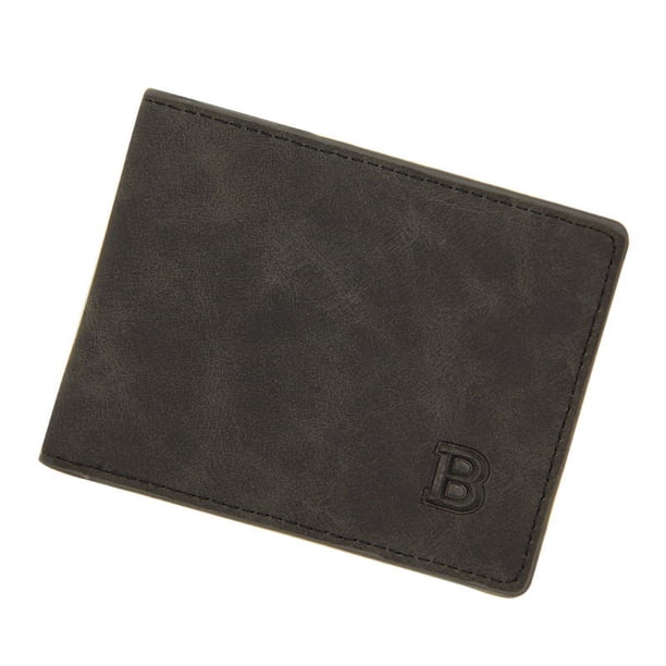 Cartera corta de moda para hombre, billetera multifuncional retro esmerilada, billetera informal con múltiples tarjetas