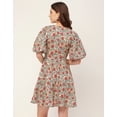 thumbnail image 4 of Moomaya Short Sleeves V Neck Cotton Dress - Women's Stylish Fit And Flare Dress, 4 of 9