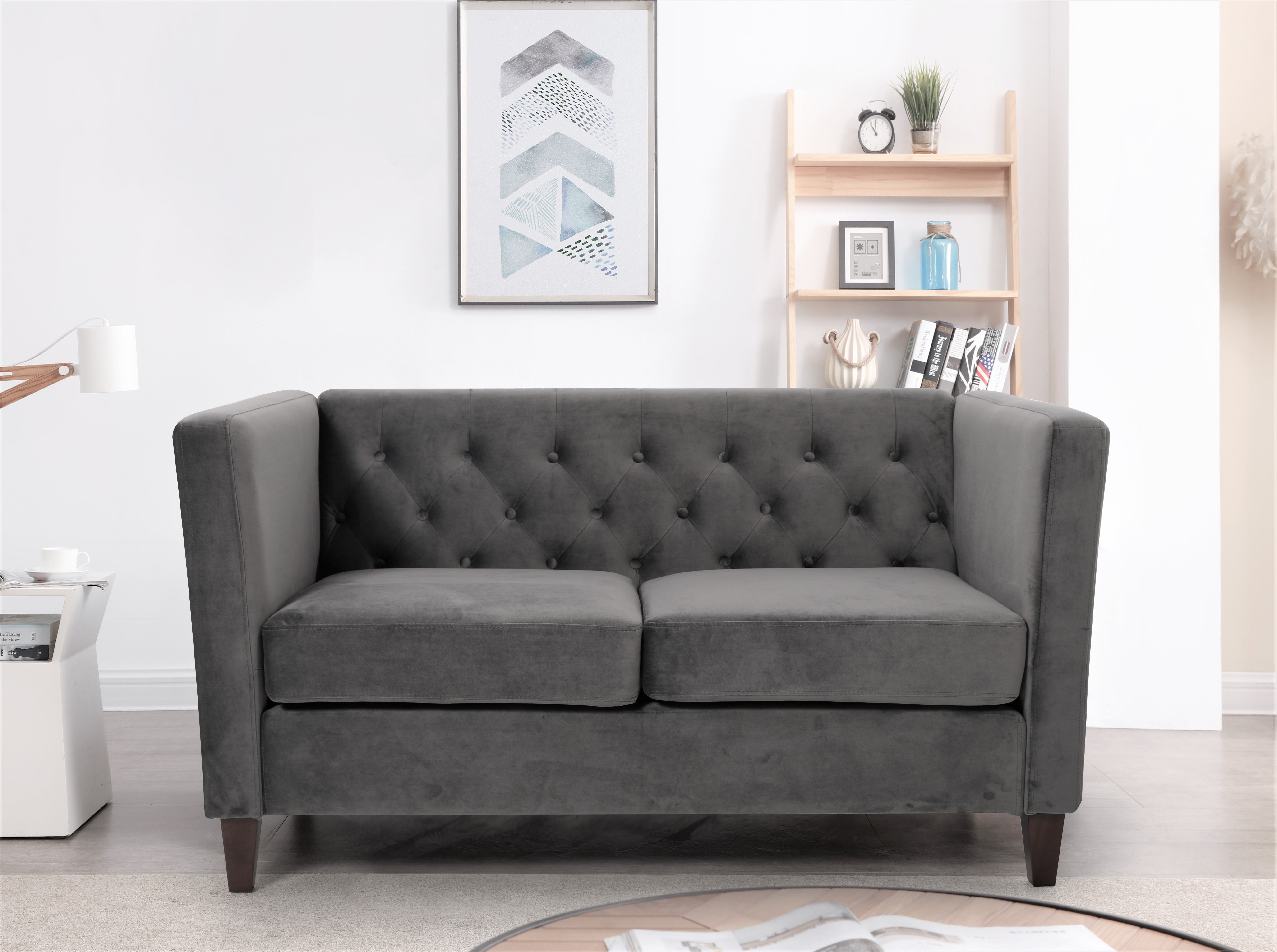 Uspridefurniture Lisette Velvet 3Pcs Living Room Set,Gray