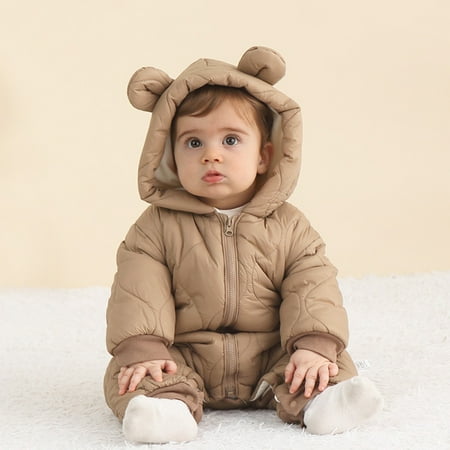 

Baby Deals!Baby Baby Puffer Onesie Boys Girls Winter Fleece Snowsuits for Infants Zip up Jumpsuit Cute Ear Hooded Snowsuit Down Jumpsuit Warm One Piece Coat Outerwear Romper 0-24 Months