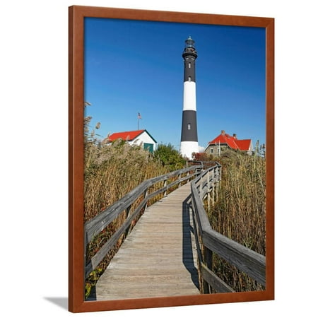 Boardwalk to Fire Island Lighthouse, NY Framed Print Wall Art By George