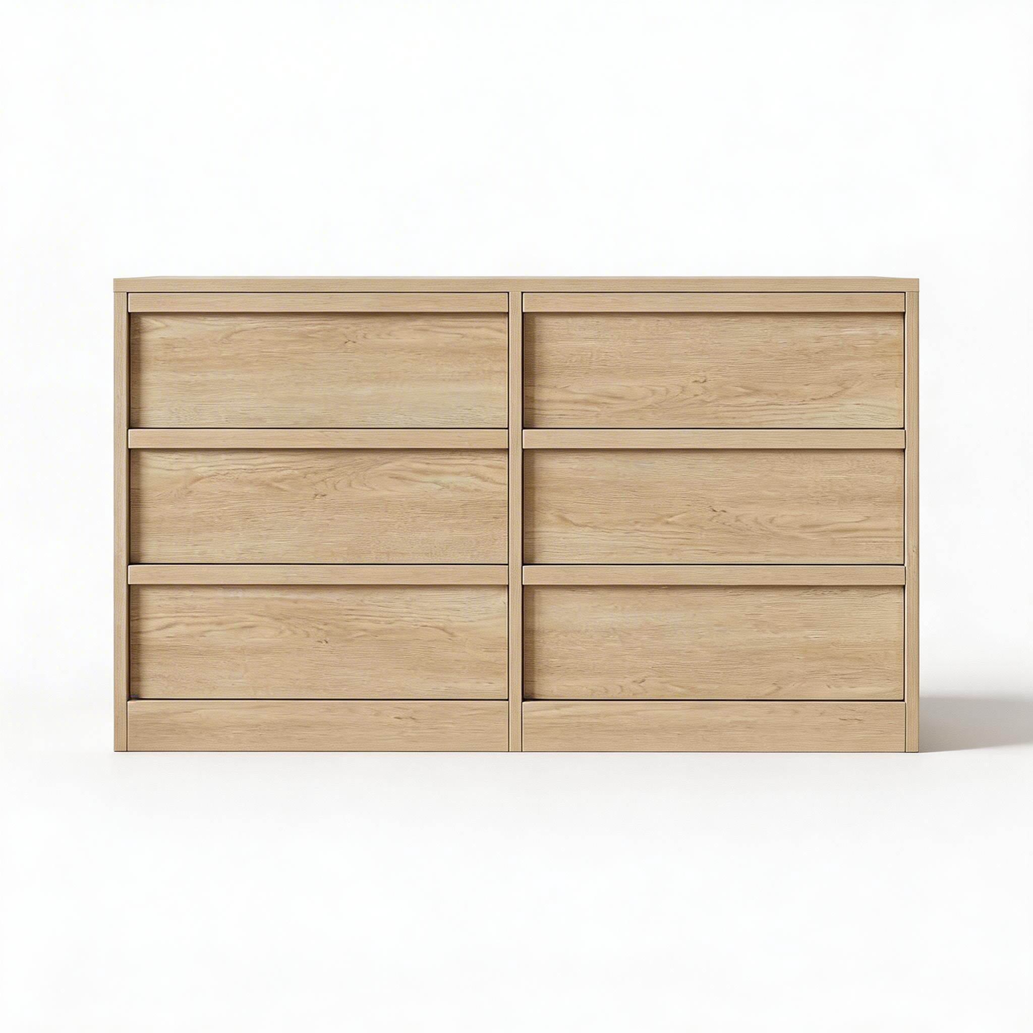 6 Drawer Dresser for Bedroom, Natural Oak 8 Chest of Drawers with Large Storage, Wooden Dresser Organizer for Living Room, Entryway, Nursery