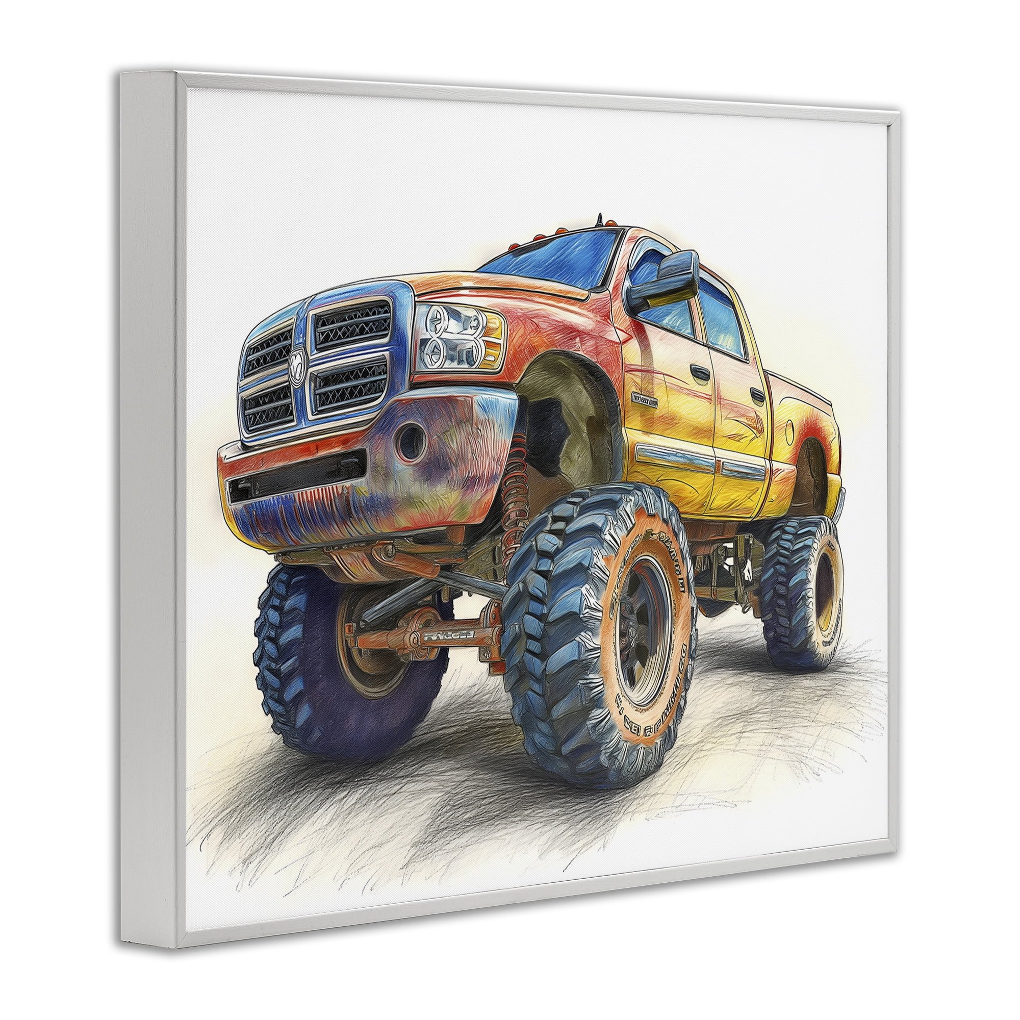 Stupell Industries Lifted Offroad Truck White Framed Giclee Art, design by Steve Hunziker