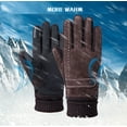 thumbnail image 5 of Men's Winter Leather Gloves Thick Warm Fleece Windproof Gloves Cold Proof Thermal Mittens - for Dress Driving Cycling Motorcycle Camping, 5 of 7