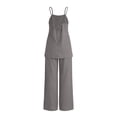 thumbnail image 7 of akafmk Womens 2 Piece Linen Sets Fashions Spaghetti Straps Cami Top with Back Tied and Wide Leg Pants Set Casual Beach Travel Outfits, 7 of 7