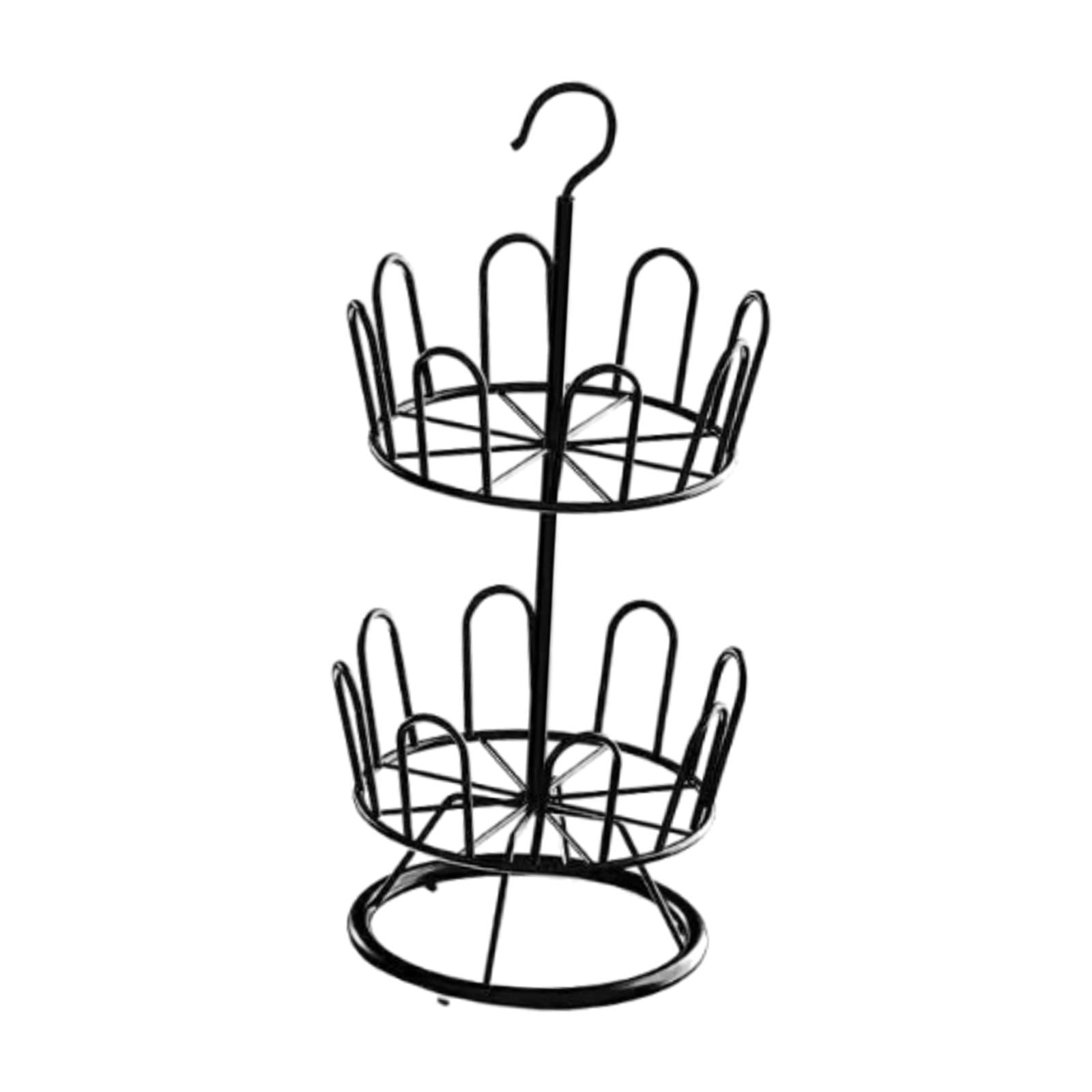 Baoblaze Revolving Shoe Rack Modern Metal Shoe Tree Rack for Apartment Farmhouse Dorm Black 2 Tiers
